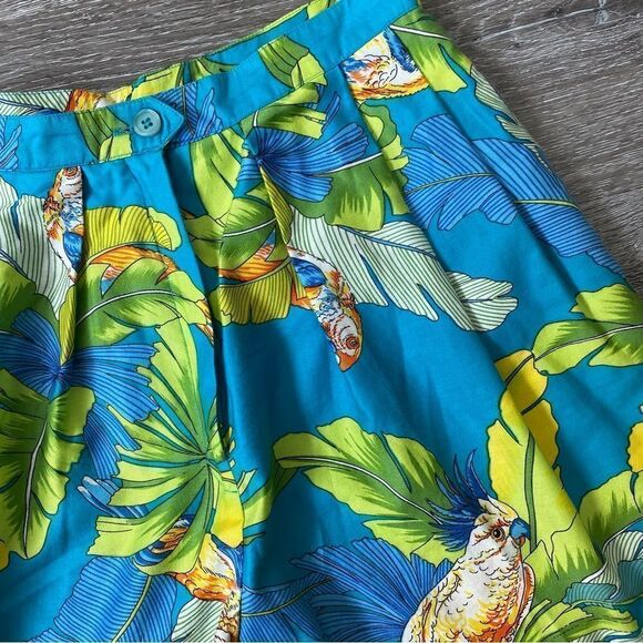 Vintage 80’s Tropical High Waist Cotton Shorts Paula Saker Pleated Pockets SZ 10 - Picture 12 of 15